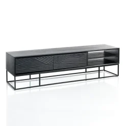 Viadurini Living Tv-Möbel-TV-Ständer mit 2 Türen und einem offenen Fach mit Ablage – Platin