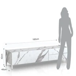 Viadurini Living Tv-Möbel-TV-Ständer mit Melamin-Marmor-Finish, hergestellt in Italien – Zink