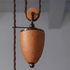 Ferroluce Pendelleuchten Vintage-Up and Down Pendelleuchte aus Eisen und handgearbeiteter roher Keramik - Bologna