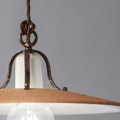 Ferroluce Pendelleuchten Vintage-Up and Down Pendelleuchte aus Eisen und handgearbeiteter roher Keramik - Bologna