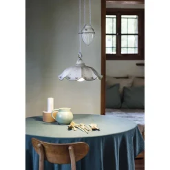 Ferroluce Pendelleuchten Vintage-Ups and Down Hängelampe aus handverzierter gewellter Keramik - Belluno