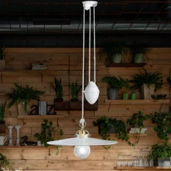 Ferroluce Pendelleuchten Vintage-Ups and Down Pendelleuchte aus Eisen und glänzender Keramik 2 Größen - Asti