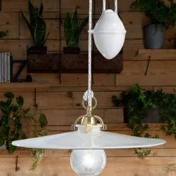 Ferroluce Pendelleuchten Vintage-Ups and Down Pendelleuchte aus Eisen und glänzender Keramik 2 Größen - Asti