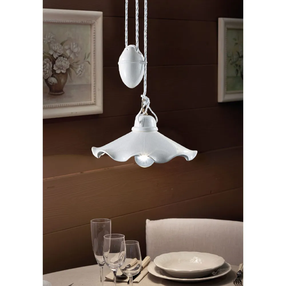 Ferroluce Pendelleuchten Vintage-Ups and Down Pendelleuchte aus gewellter glänzender Keramik - Belluno