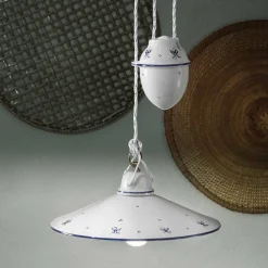 Ferroluce Pendelleuchten Vintage-Ups and Down Pendelleuchte aus dekorierter Keramik 2 Größen - Asti