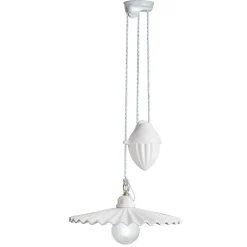 Ferroluce Pendelleuchten Vintage-Ups and Downs Pendelleuchte aus polierter plissierter Keramik - Laquila