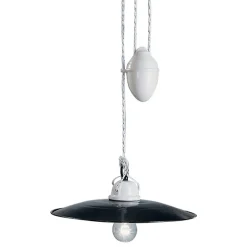 Ferroluce Pendelleuchten Vintage-Ups and downs Pendelleuchte aus weißer Keramik und schwarzem Metall - Power