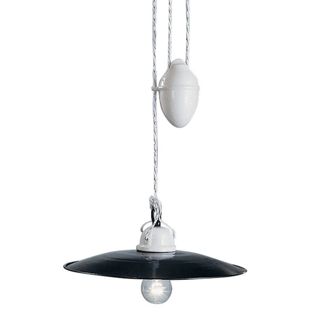 Ferroluce Pendelleuchten Vintage-Ups and downs Pendelleuchte aus weißer Keramik und schwarzem Metall - Power