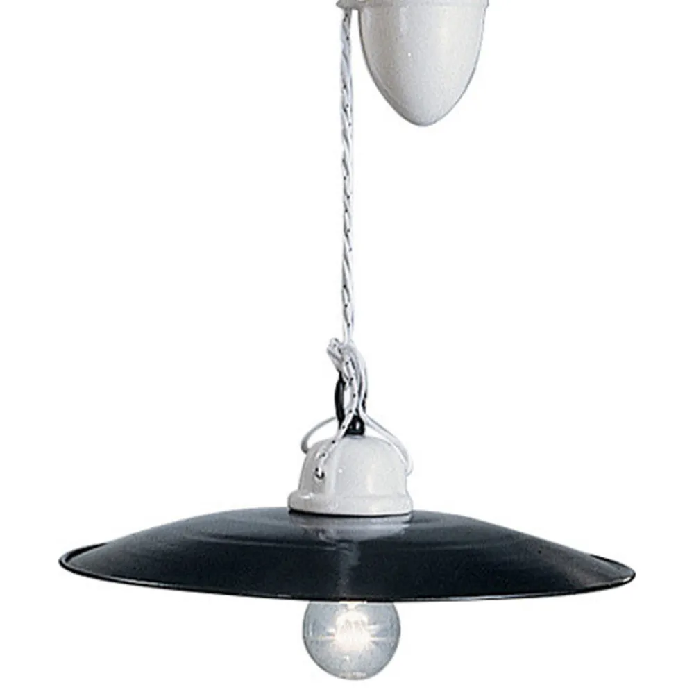 Ferroluce Pendelleuchten Vintage-Ups and downs Pendelleuchte aus weißer Keramik und schwarzem Metall - Power