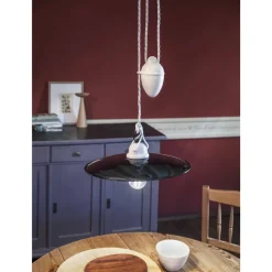 Ferroluce Pendelleuchten Vintage-Ups and downs Pendelleuchte aus weißer Keramik und schwarzem Metall - Power