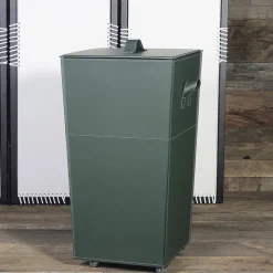 Viadurini Leather Wäschekörbe-Vasenbehälter für Leinen- und Lederdesign mit Rädern - Pillenmodell