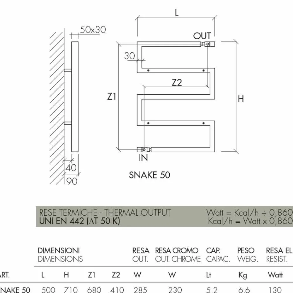 Scirocco H Heizkörper Hydraulisch-Verchromter Heizkörper hydraulisch in modernem Design Snake