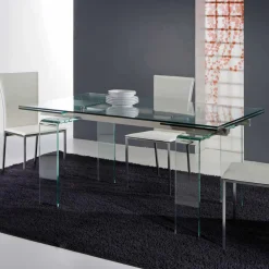 Viadurini Living Ausziehbare Esstische-Verlängerbarer Tisch aus Glas durchsichtig in modernem Design Atlanta