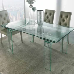 Viadurini Living Ausziehbare Esstische-Verlängerbarer Tisch aus Glas durchsichtig in modernem Design Atlanta