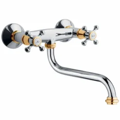 Viadurini Taps Küchenarmaturen-Verstellbare Messingwand Küchenwaschbecken Gruppe Made in Italy - Colmo