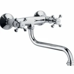 Viadurini Taps Küchenarmaturen-Verstellbare Messingwand Küchenwaschbecken Gruppe Made in Italy - Colmo