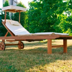 Viadurini in the Garden Sonnenliegen-Verstellbare Sonnenliege für den Außenbereich in Teak Holz