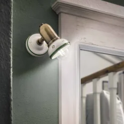 Ferroluce Shabby Chic Wandleuchten-Verstellbare Wandlampe aus Keramik Savona