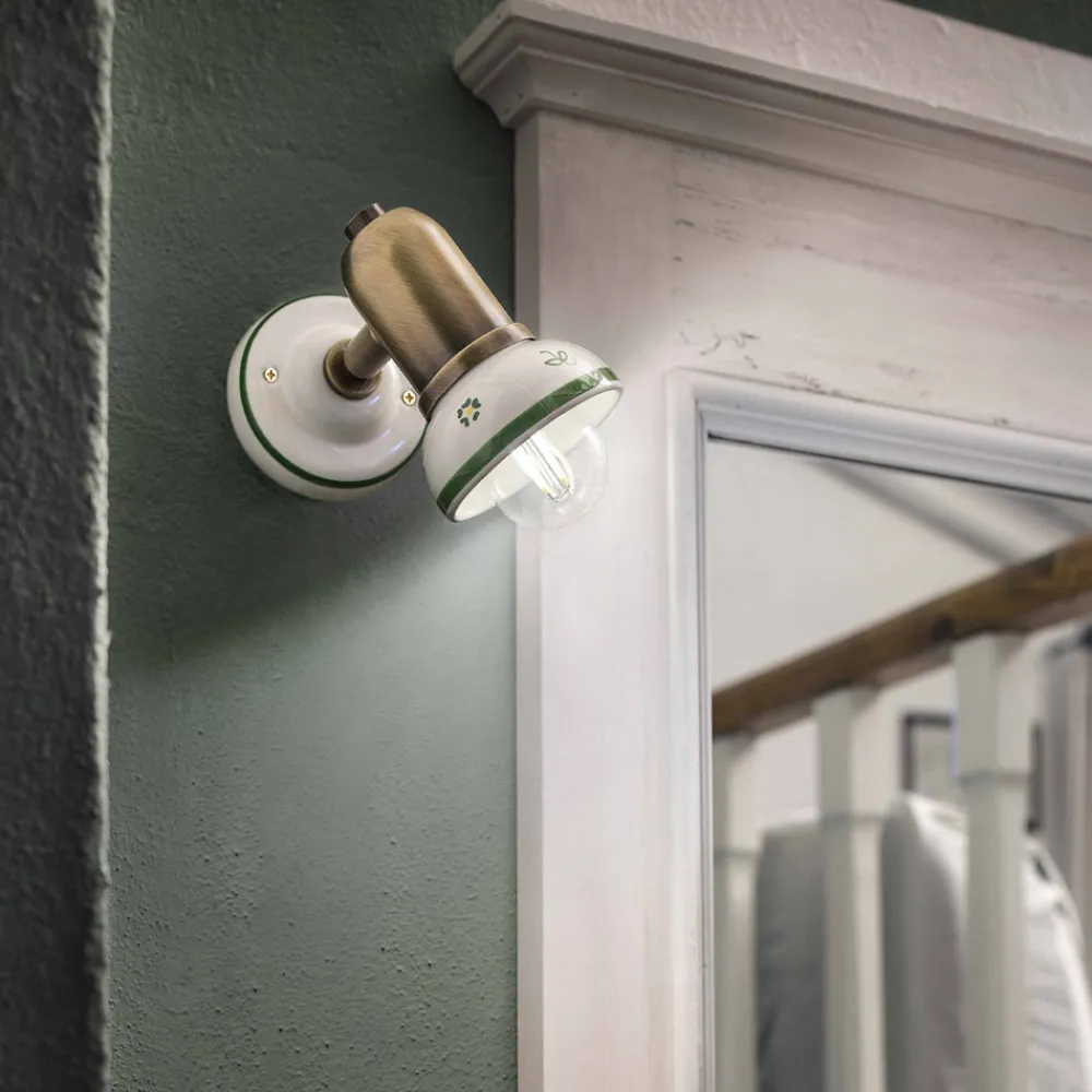 Ferroluce Shabby Chic Wandleuchten-Verstellbare Wandlampe aus Keramik Savona
