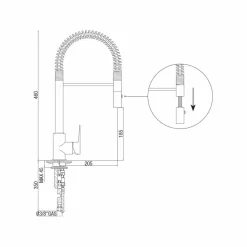 Viadurini Taps Küchenarmaturen-Verstellbarer Waschtischmischer mit Messingfeder Made in Italy - Cardio