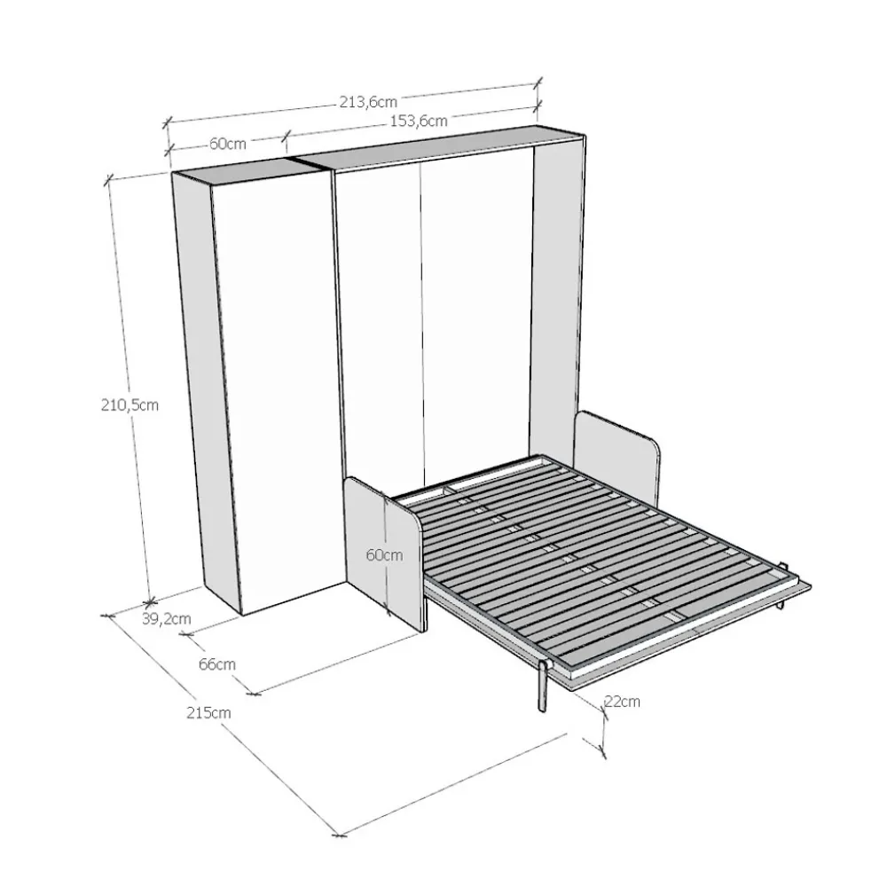 Viadurini Night Design Klappbett-Vertikales französisches Klappbett mit Sofa und Säule - Magiccompare