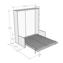 Viadurini Night Design Klappbett-Vertikales Klappbett für Doppelbett mit Sofa Made in Italy - Magiccompare