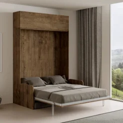 Viadurini Night Design Klappbett-Vertikales Klappdoppelbett mit Sofa und Wandeinheit - Magiccompare