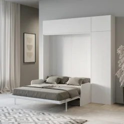 Viadurini Night Design Klappbett-Vertikales Schrankbett mit Sofa, Wandeinheit und Säule - Magiccompare
