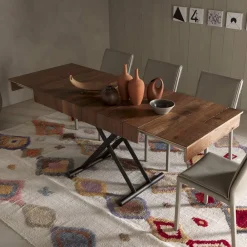 Viadurini Living Tisch Höhenverstellbar-Verwandelbarer Couchtisch aus Metall und Holz Tisch Made in Italy - Polaris