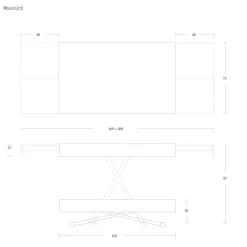 Viadurini Living Tisch Höhenverstellbar-Verwandelbarer Couchtisch aus Metall und Holz Tisch Made in Italy - Polaris