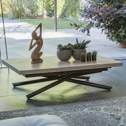 Viadurini Living Tisch Höhenverstellbar-Verwandelbarer Couchtisch mit Holzplatte und Metallgestell Made in Italy - Peach