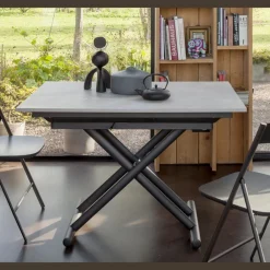 Viadurini Living Tisch Höhenverstellbar-Verwandelbarer Couchtisch mit verstellbarer Höhe bis zu 82 cm, hergestellt in Italien – Rad