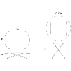Viadurini Living Tisch Höhenverstellbar-Verwandelbarer Couchtisch aus rundem Esstisch aus Metall und Glas - Giordana