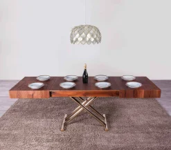 Viadurini Living Tisch Höhenverstellbar-Verwandelnder Couchtisch aus Holz und Metall Made in Italy - Patroclo