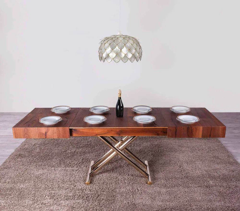 Viadurini Living Tisch Höhenverstellbar-Verwandelnder Couchtisch aus Holz und Metall Made in Italy - Patroclo