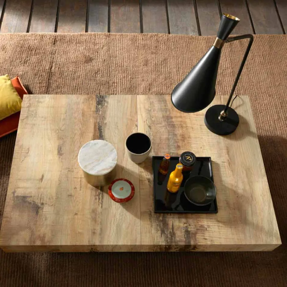 Viadurini Living Tisch Höhenverstellbar-Verwandelnder Couchtisch aus Holz und Schwarzmetall Made in Italy - Niverio