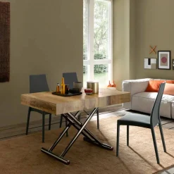 Viadurini Living Tisch Höhenverstellbar-Verwandelnder Couchtisch aus Holz und Schwarzmetall Made in Italy - Niverio