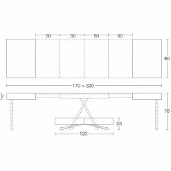 Viadurini Living Tisch Höhenverstellbar-Verwandelnder Couchtisch aus Holz und Schwarzmetall Made in Italy - Niverio