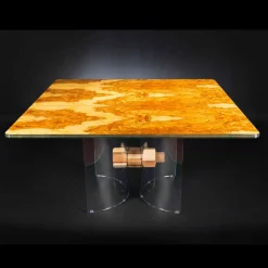 Viadurini Living Esstische Nach Mass-Viereckiger Tisch aus Olivenbaumholz und Glas Portofino