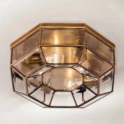 Il Fanale Vintage Deckenleuchten-Vintage Deckenlampe aus brüniertem Messing und Glas 2 Größen - Bound von