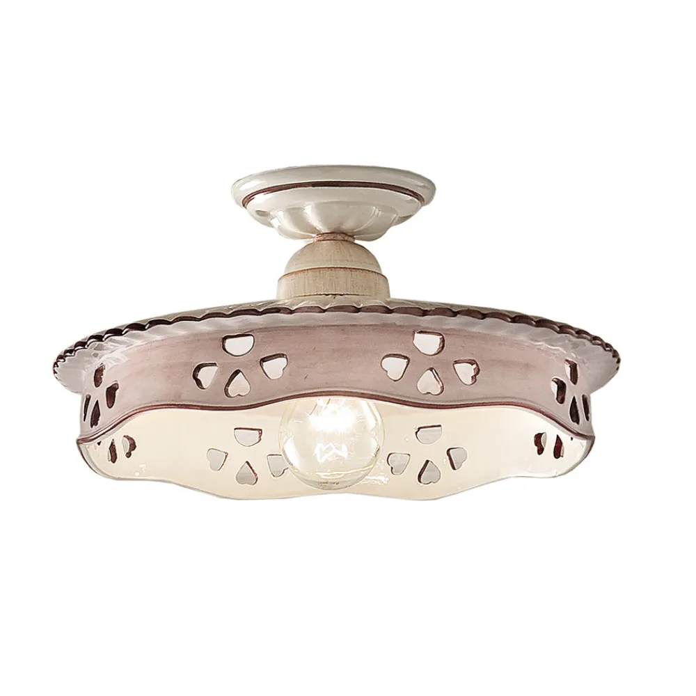 Ferroluce Vintage Deckenleuchten-Vintage Deckenlampe aus Keramik und handgefertigtem Eisen 2 Größen - Alessandria