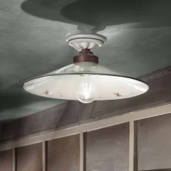 Ferroluce Vintage Deckenleuchten-Vintage Deckenlampe aus Keramik und handgefertigtem Eisen in 3 Größen - Asti