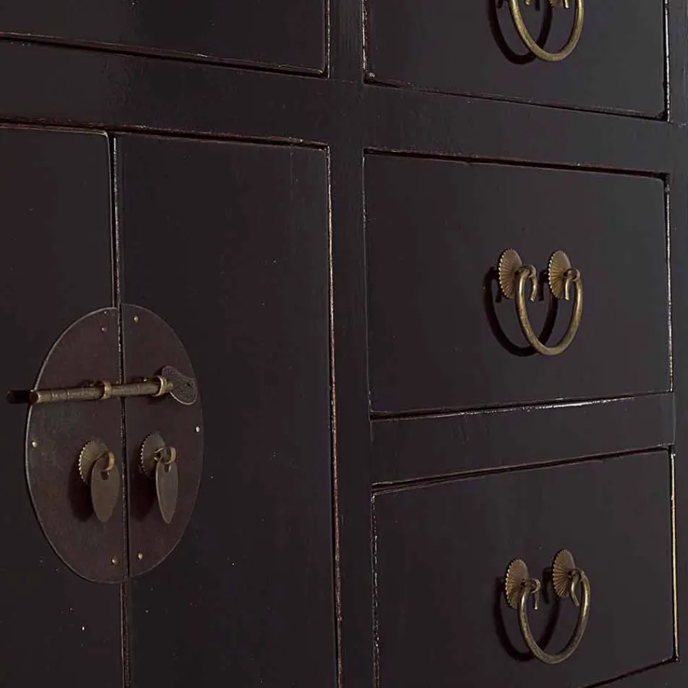 Viadurini Living Konsolentisch Flur-Vintage Design Black Elm Wood Konsolentisch 5 Schubladen Homemotion - Sonten