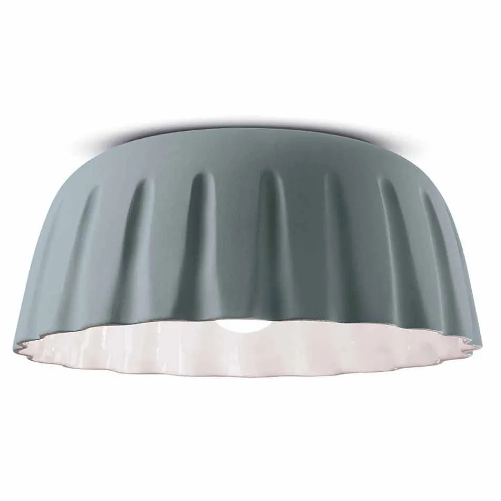 Ferroluce Vintage Deckenleuchten-Vintage Design Keramik Deckenleuchte Made in Italy - Madame Grès