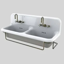 Viadurini Bathroom Vintage Waschbecken|Farbige Waschbecken-Vintage Doppelwaschbecken farbiges Keramikwaschbecken mit aufgehängtem Boden, Da