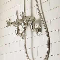 Viadurini Bathroom Duschsäulen-Vintage Duschgruppe mit Messingstange Made in Italy – Silvana