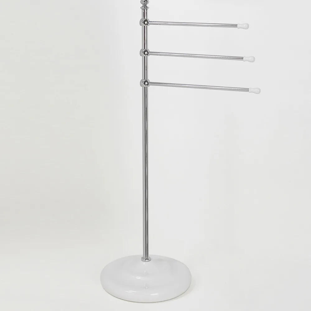 Viadurini Bathroom Badetuchhalter-Vintage Handtuchständer mit 3 Armen aus Messing und Keramik - Lyon