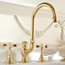 Viadurini Bathroom Waschbeckenarmaturen-Vintage High Mouth Waschbecken Wasserhähne aus Messing Made in Italy - Katerina