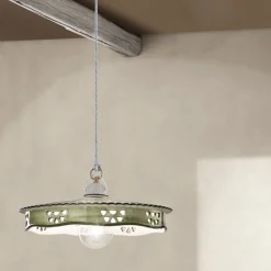 Ferroluce Pendelleuchten Vintage-Vintage Hängelampe aus Keramik und handgefertigtem Eisen - Alessandria