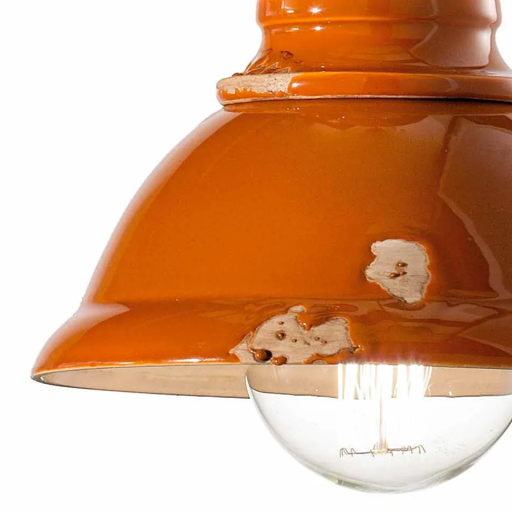 Ferroluce Pendelleuchten Vintage-Vintage Hängelampe aus Keramik Cameron im Retro Style